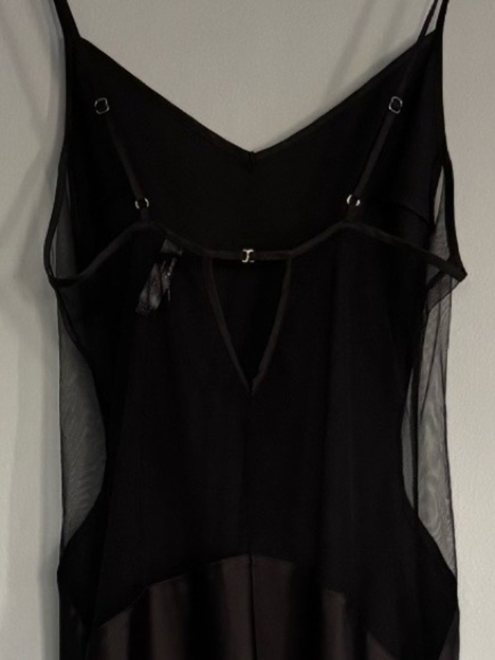 Thistle & Spire Black Union Slip Dress Sheer Mesh Asymmetric Satin Mini S - Picture 5 of 11